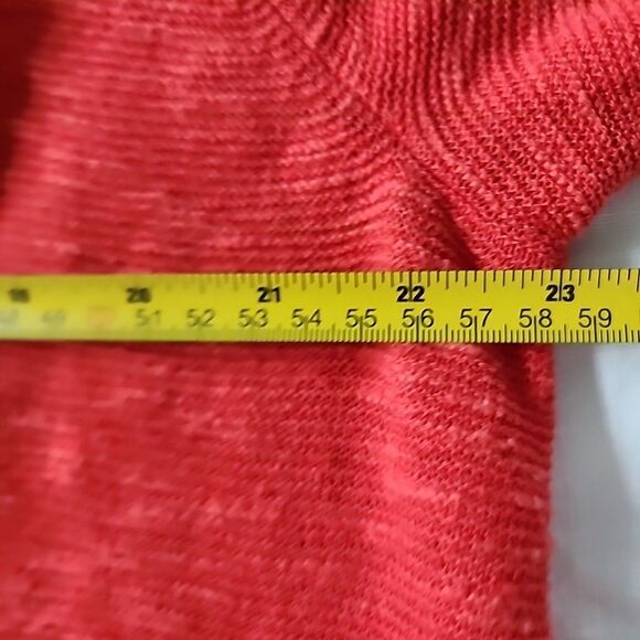 Eileen Fisher Linen Cotton Blend Open-Front Cardigan Sweater Red Size 1X Ribbed - Picture 4 of 6